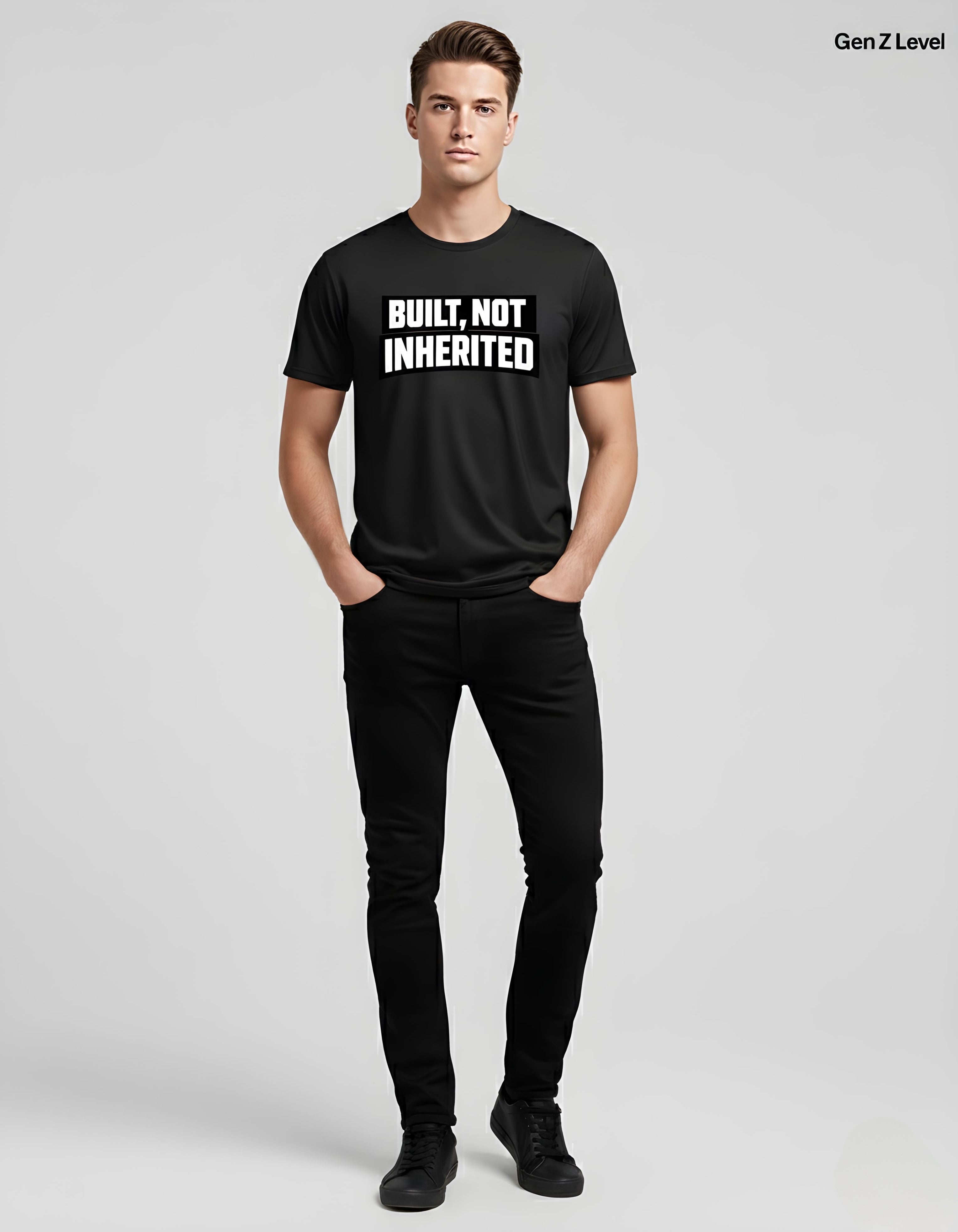 Built, Not Inherited | Premium Graphic Tee – Gen Z Level Unisex Classic Crew T-Shirt
