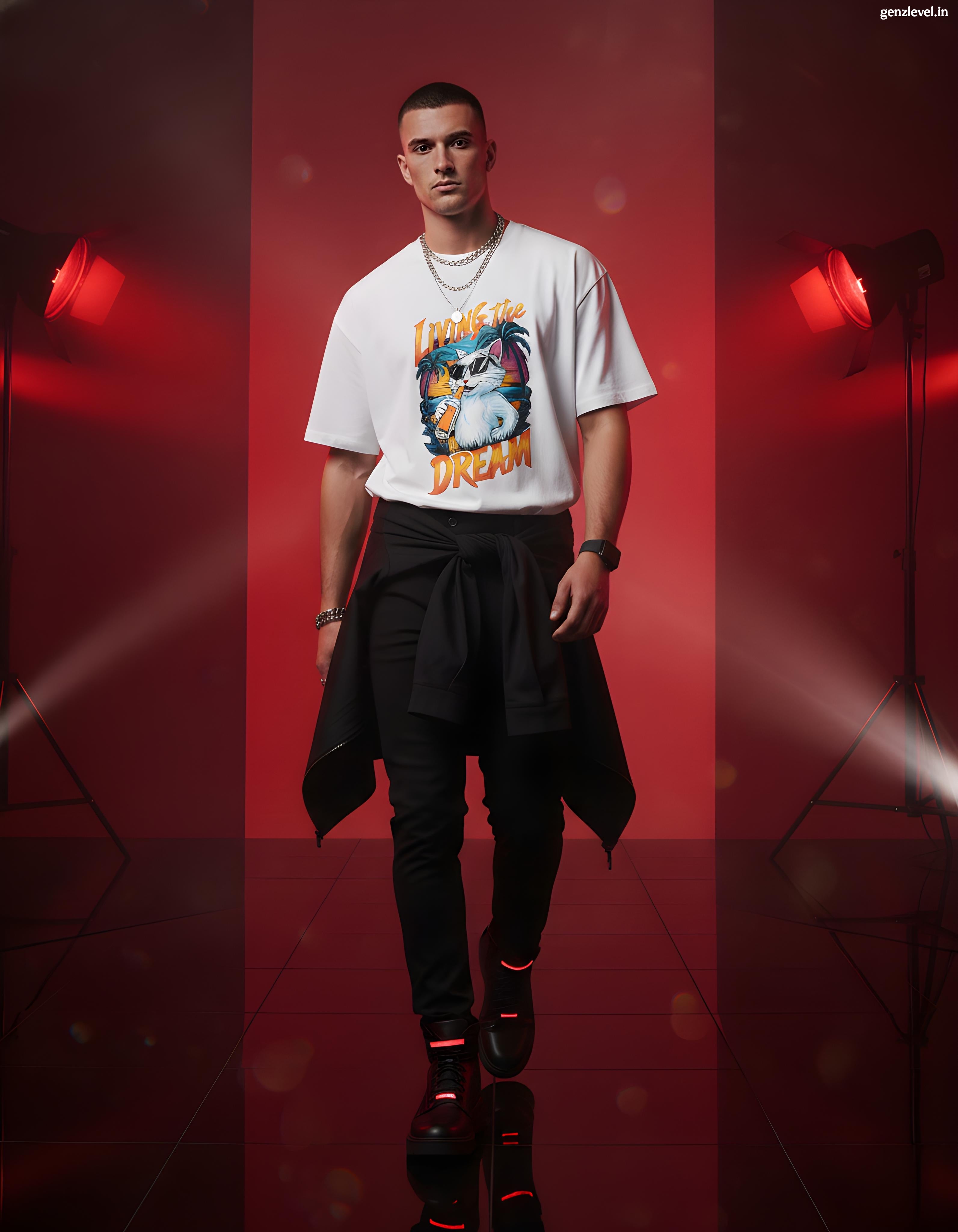 Living the Dream Retro Cat T-Shirt – Tropical Vibes Graphic Tee