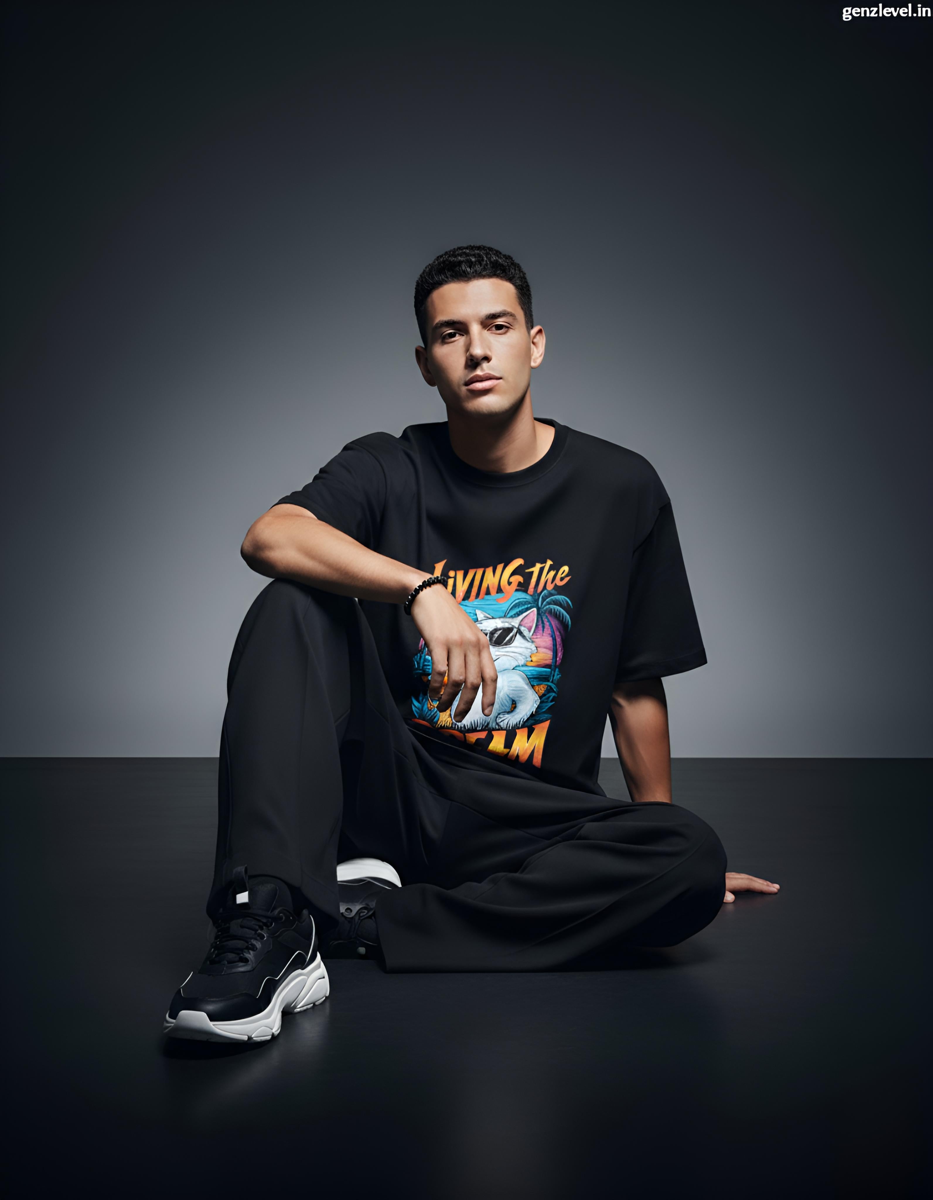 Living the Dream Retro Cat T-Shirt – Tropical Vibes Graphic Tee